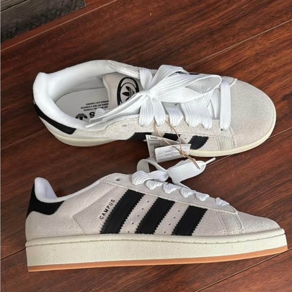 Adidas White and Black Campus Sneakers